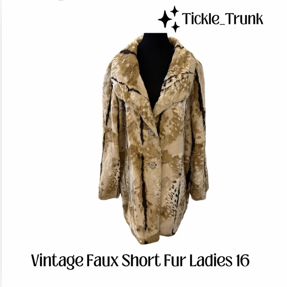 Vintage Jackets & Blazers - Vintage Women's 16 Faux Short Hair Fur Teddy Jacket Unique